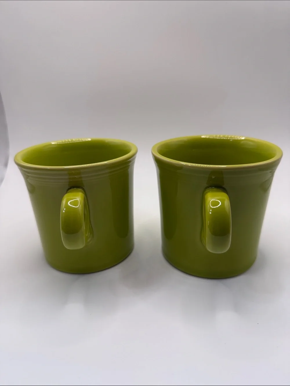 Fiesta Lemongrass Green Ceramic Ring Loop Handle Coffee Mugs Set of 2 HLC USA